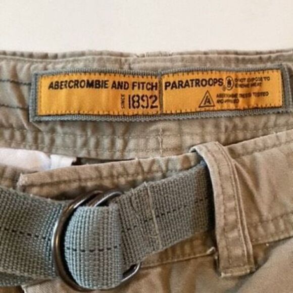 Abercrombie and Fitch Paratroops Belted Cargo Shorts Sz XL Vintage - Picture 2 of 7